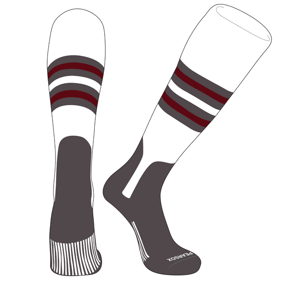 PEAR SOX OTC Baseball Softball Stirrup Socks (F, 7in) White, Graphite, Cardinal, GR (M)