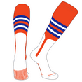 thumbnail image 1 of PEAR SOX OTC Baseball Softball Stirrup Socks (F, 9in) Orange, Royal, White (L), 1 of 3