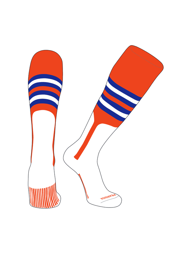 OTC Baseball Softball Stirrup Socks (F, 9in) Orange, Royal, White (M)