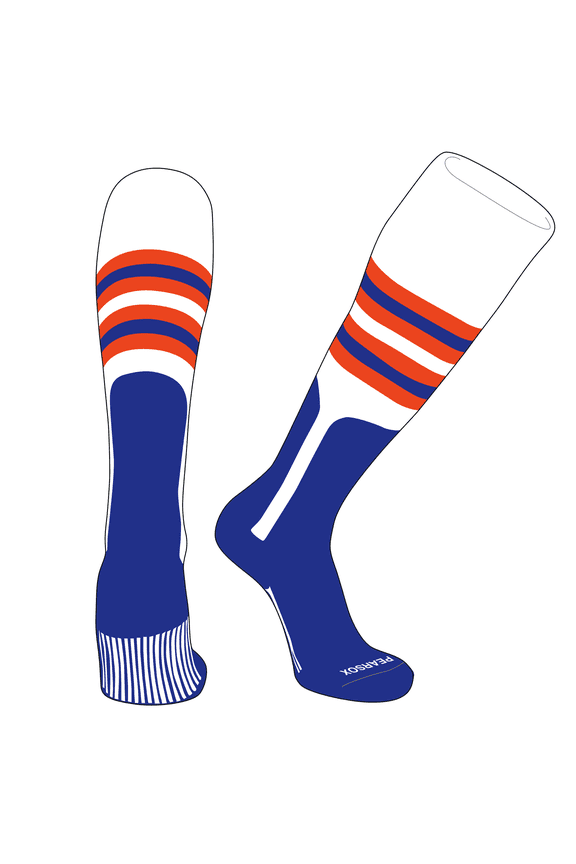 OTC Baseball Softball Stirrup Socks (F, 9in) White, Orange, Royal, R (M)