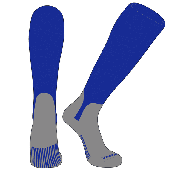 PEAR SOX OTC Baseball Softball Stirrup Socks (S, 5in) Royal, Silver (L)