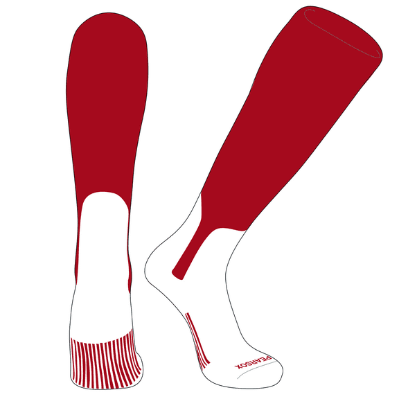 PEAR SOX OTC Baseball Softball Stirrup Socks (S, 7in) Red, White (XL)