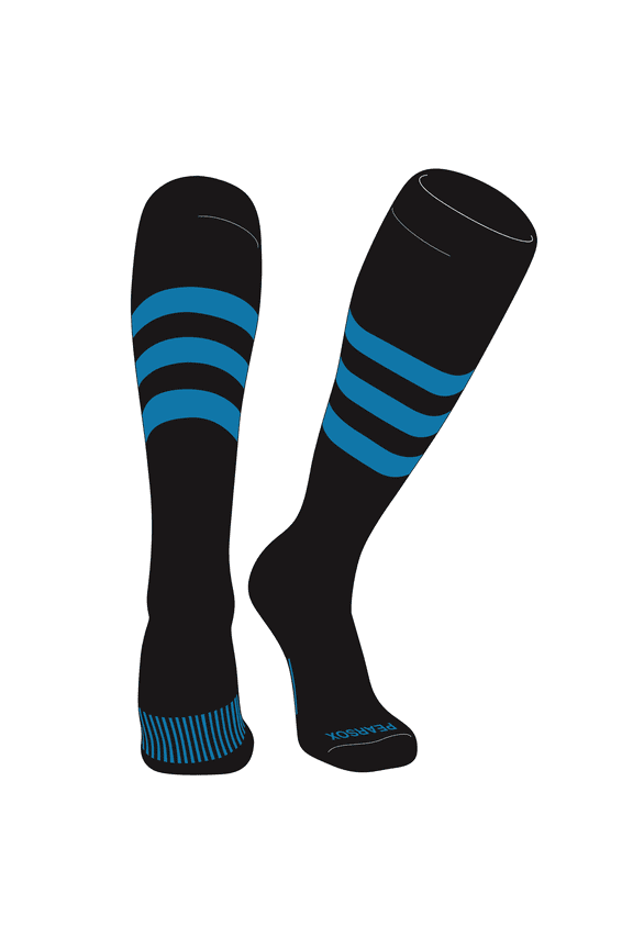 Striped OTC Baseball, Softball, Football Socks (A) Black, Turquoise (L)