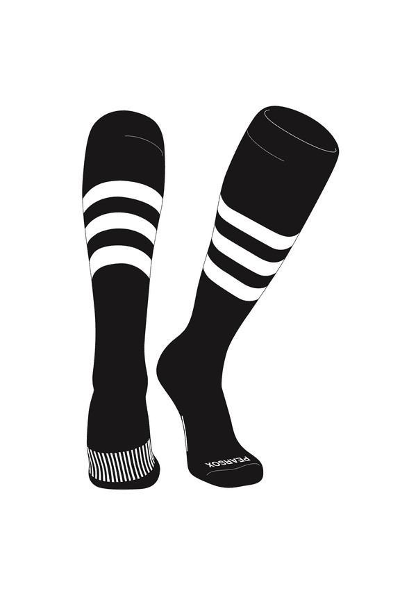 Striped OTC Baseball, Softball, Football Socks (A) Black, White (M)