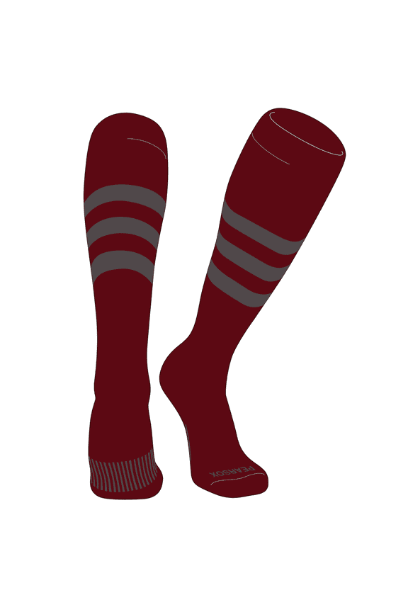 Striped OTC Baseball, Softball, Football Socks (A) Cardinal, Graphite (M)