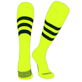 thumbnail image 1 of PEAR SOX Striped OTC Baseball, Softball, Football Socks (A) Neon Yellow, Forest Green (XS), 1 of 3