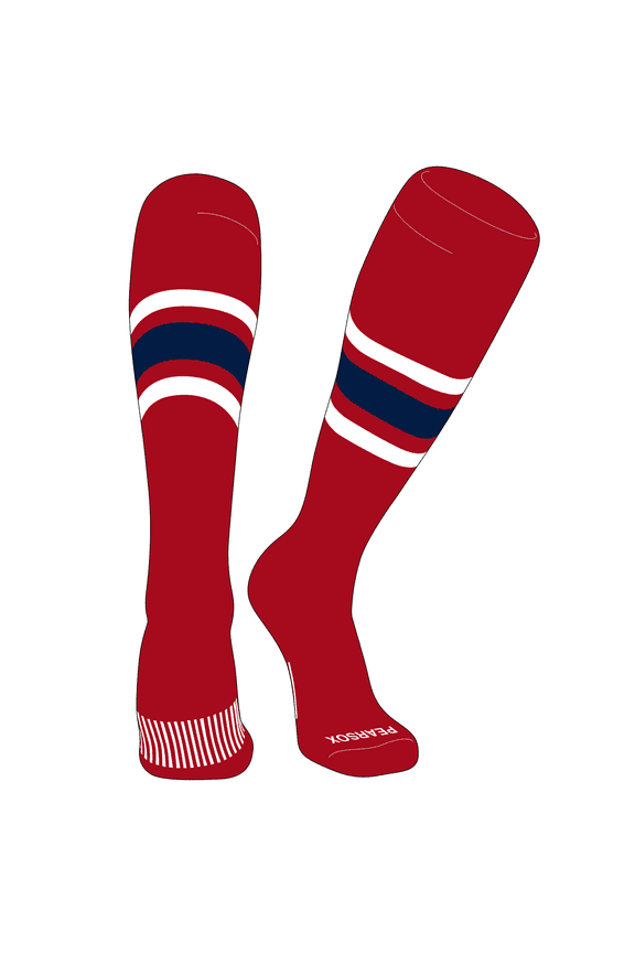 Striped OTC Baseball, Softball, Football Socks (B) Red, White, Navy (M)