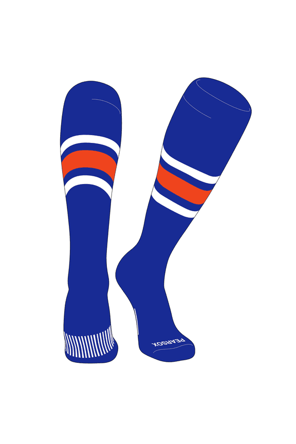 Striped OTC Baseball, Softball, Football Socks (B) Royal, White, Orange (L)