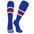 thumbnail image 1 of PEAR SOX Striped OTC Baseball, Softball, Football Socks (B) Royal, White, Red (L), 1 of 3