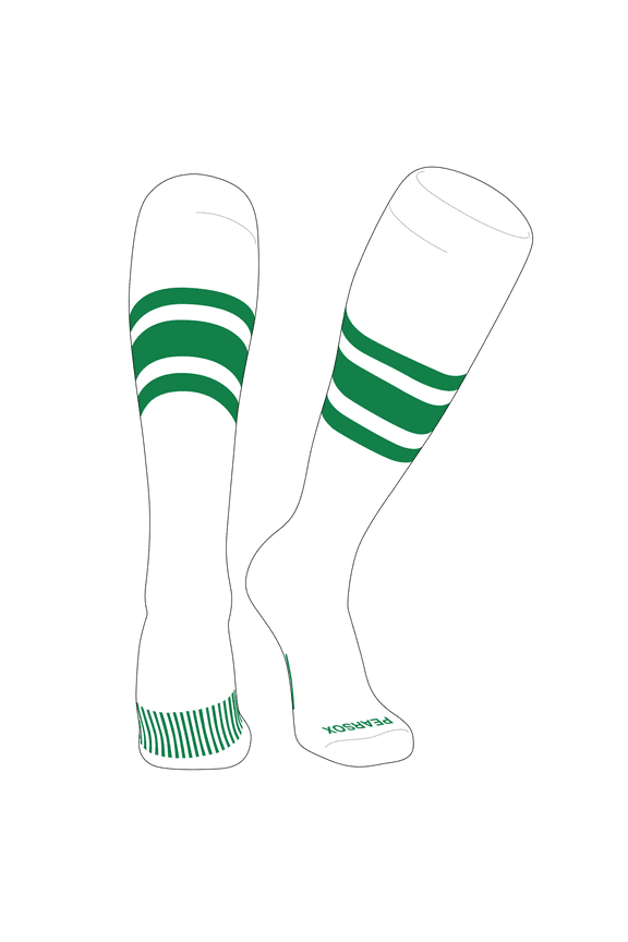 Striped OTC Baseball, Softball, Football Socks (B) White, Kelly Green (S)