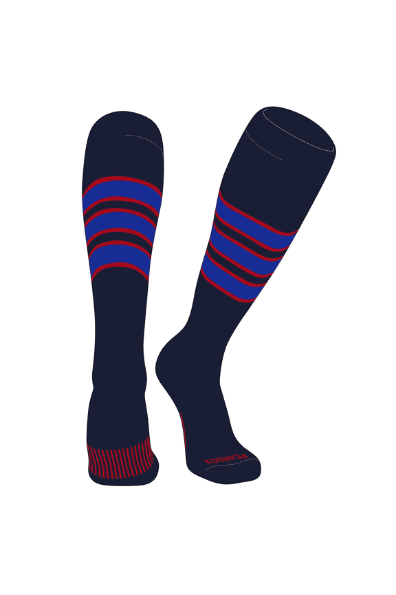 Striped OTC Baseball, Softball, Football Socks (C) Dk Navy, Red, Royal (M)