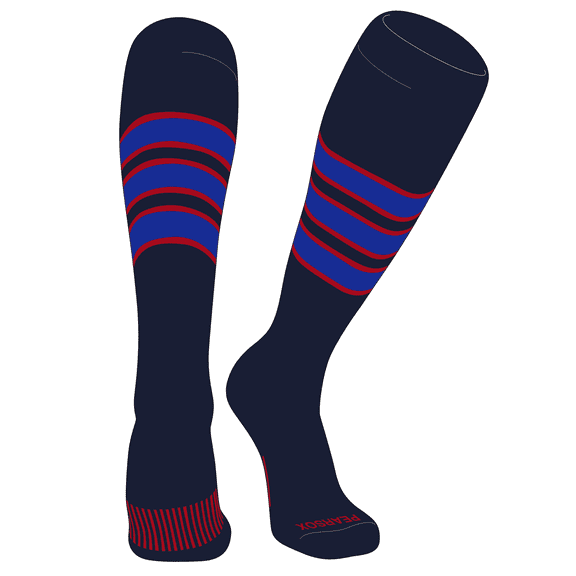 PEAR SOX Striped OTC Baseball, Softball, Football Socks (C) Dk Navy, Red, Royal (S)