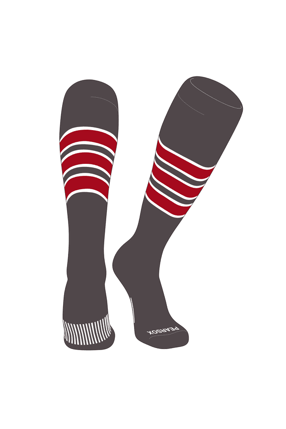 Striped OTC Baseball, Softball, Football Socks (C) Graphite, White, Red (S)