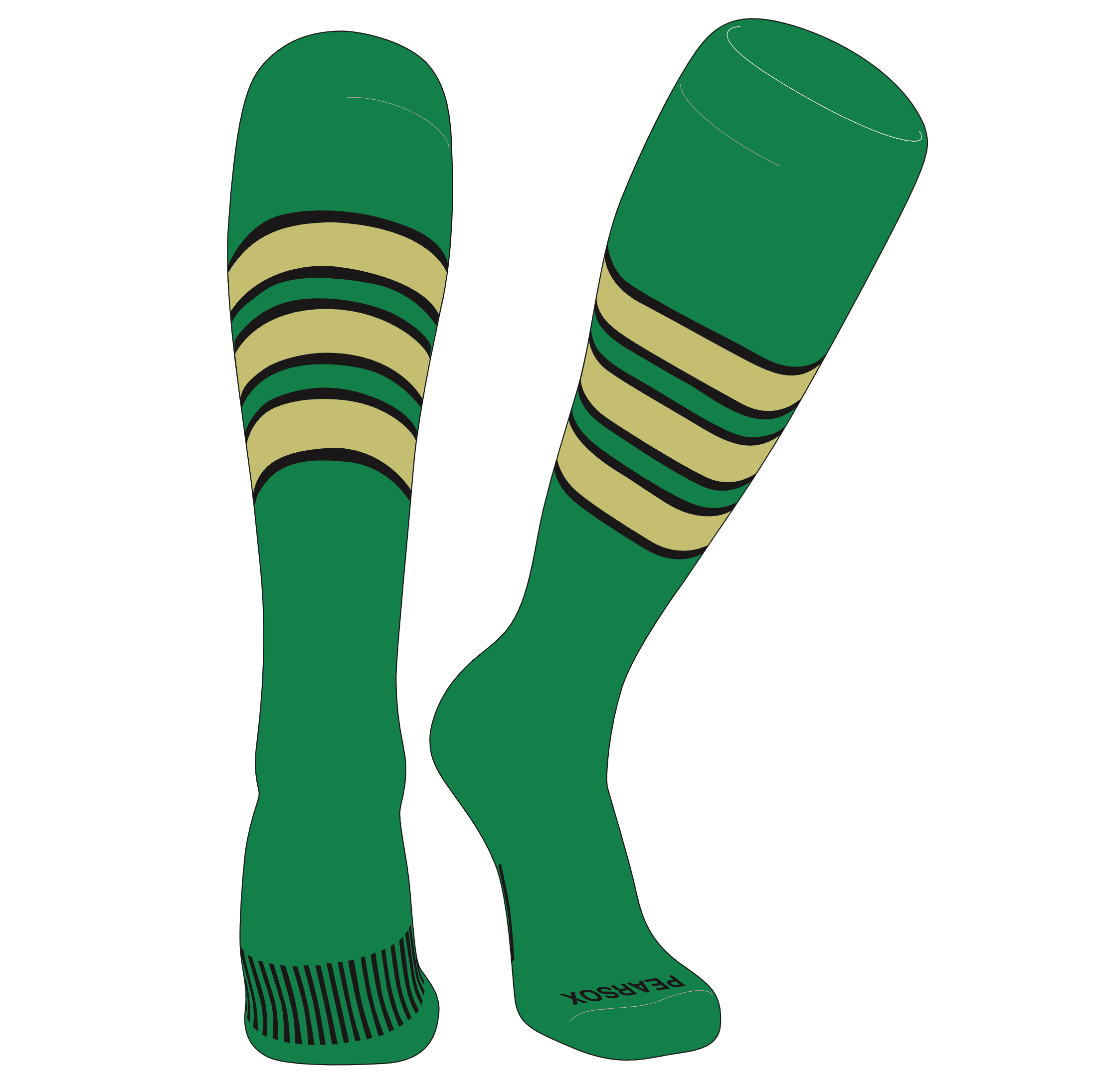 Pear Sox Striped OTC Baseball, Softball, Football Socks (A) Black, Marlin Teal (M