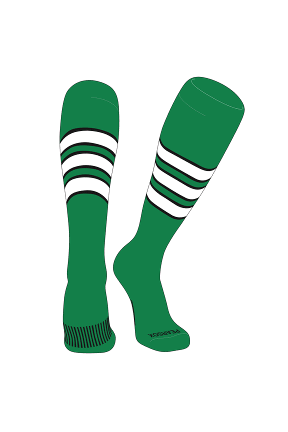 Striped OTC Baseball, Softball, Football Socks (C) Kelly Green, Black, White (M)