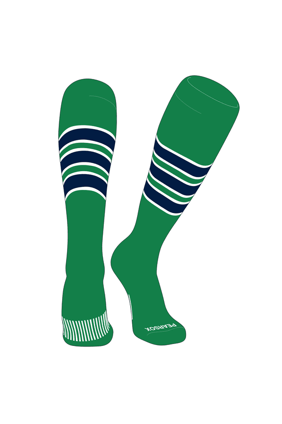 Striped OTC Baseball, Softball, Football Socks (C) Kelly Green, White, Navy (M)
