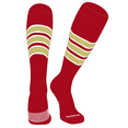 thumbnail image 1 of PEAR SOX Striped OTC Baseball, Softball, Football Socks (C) Red, White, Vegas Gold (XL), 1 of 3