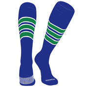 PEAR SOX Striped OTC Baseball, Softball, Football Socks C Royal Blue, White, Kelly Green M