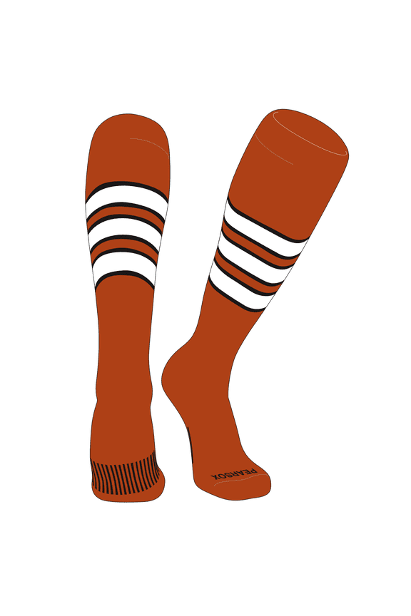 Striped OTC Baseball, Softball, Football Socks (C) Texas Orange, Black, White (M)