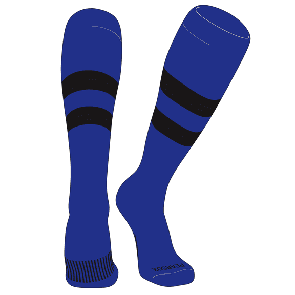 PEAR SOX Striped OTC Baseball, Softball, Football Socks (D) Royal, Black (S)