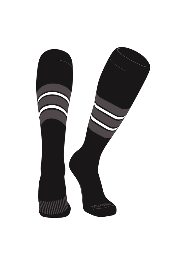 Striped OTC Baseball, Softball, Football Socks (E) Black, Graphite, White (M)