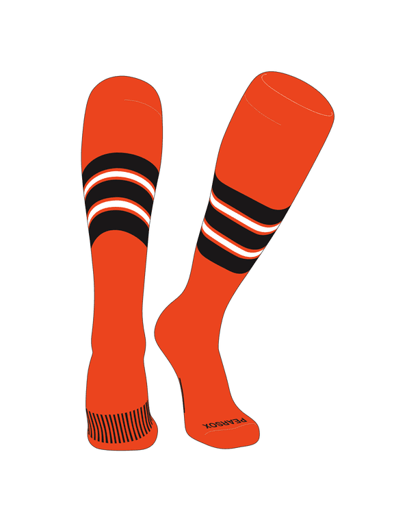 Striped OTC Baseball, Softball, Football Socks (E) Orange, Black, White (L)