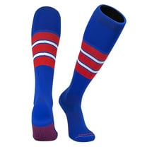 PEAR SOX Striped OTC Baseball, Softball, Football Socks (E) Royal Blue, Scarlet Red, White (L)