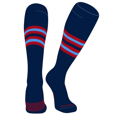 thumbnail image 1 of PEAR SOX Striped OTC Baseball, Softball, Football Socks (F) Navy, Red, Sky Blue (M), 1 of 3
