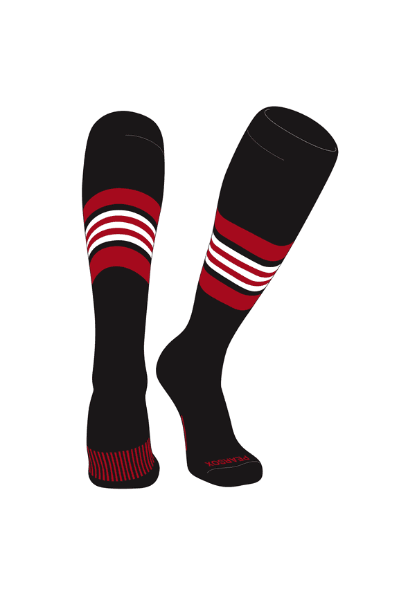 Striped OTC Baseball, Softball, Football Socks (G) Black, Red, White (M)