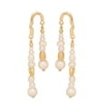 thumbnail image 1 of Time and Tru Women's Gold Tone Linear Earrings with Faux Pearl Accent, 1 of 5