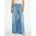 thumbnail image 1 of Scoop Women's and Women’s Plus Wide Leg Jeans with Faux Pearl Accents, Sizes 0-26W, 1 of 7