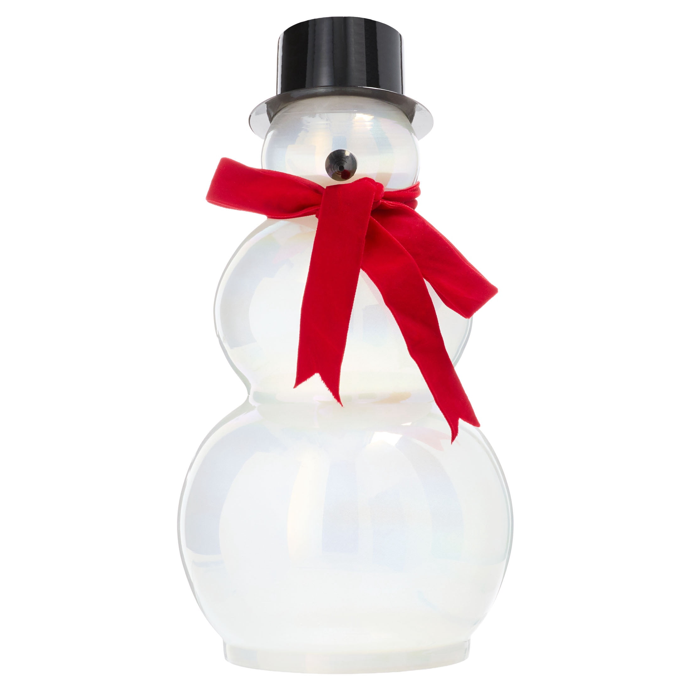 Glass Snowman with Metal Hat Christmas Decoration, White/Black/Red, 13", by Holiday Time