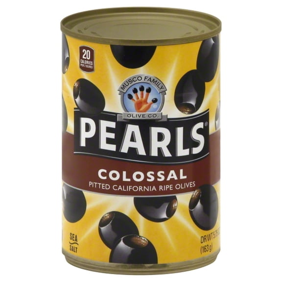 PEARLS Colossal Pitted Ripe Black Olives 5.75 OZ CAN