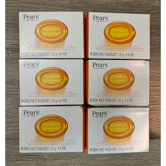 PEARS PURE& GENTLE WITH FLAHT OILS EST 1807 6 BARS EACH 125g
