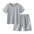 thumbnail image 1 of PEASKJP 2 Piece Sets for Toddler Boy Boy Girl Clothes Short Sleeve Romper Shorts Set Solid Color Summer Outfits,Size 5-6 Years, 1 of 3