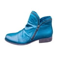 thumbnail image 1 of PEASKJP Ankle Boots for Women Women's Zipper Booties Stacked Heel Stacked Mid Heel Booties (Blue,6.5), 1 of 2