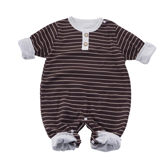 PEASKJP Baby Bodysuit Baby Pajamas Infant Sleepers Newborn Girl Boy Clothes Rompers Jumpsuit Outfit Coffee,6-9 Months