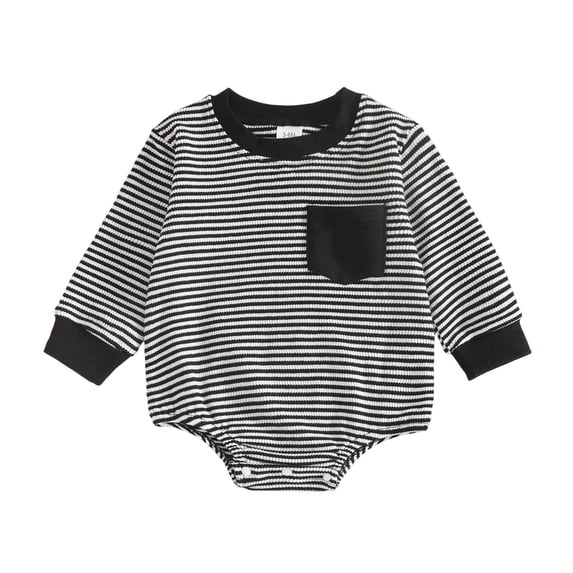 PEASKJP Baby Boy Clothing Baby Boy Girl Romper Infant Long Sleeve 2 Way Zipper One Piece Jumpsuits Newborn Clothes 0-24 Months Black,0-3 Months