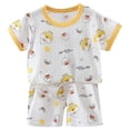 thumbnail image 1 of PEASKJP Baby Boy Dress Clothes Toddler Baby Boy Summer Clothes Funny Letter T Shirt Elastic Waist Pockets Shorts Set 2 Piece Outfit (Yellow,6-12 Months), 1 of 6
