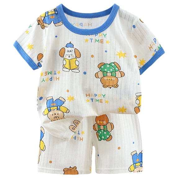 PEASKJP Baby Boy Matching Sets Baby Boy Clothes 3 6 12 18 Months Summer Outfit Baseball Embroidery Waffle Short Sleeve Romper & Shorts Set (Blue,2-3 Years)