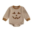thumbnail image 1 of PEASKJP Baby Boy Rompers Baby Pajamas, Long Sleeve Footless Rompers, Snap Closure Sleeper for Boy Girls Brown,12-18 Months, 1 of 9