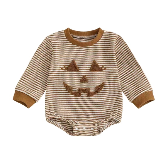 PEASKJP Baby Boy Rompers Baby Pajamas, Long Sleeve Footless Rompers, Snap Closure Sleeper for Boy Girls Brown,12-18 Months
