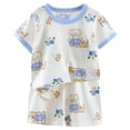 thumbnail image 1 of PEASKJP Baby Boy Shorts Toddler Kids Baby Boy Summer Clothes 2T 3T 4T 5T Vehicles Letter Print Short Sleeve Tops Camouflage Shorts Outfits (Sky Blue,18-24 Months), 1 of 6