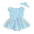 thumbnail image 1 of PEASKJP Baby Girl Clothes Baby Girl Summer Clothes Stripe Romper Dress Sleeveless Tutu Dresses Toddler Cute Outfit,0-3 Months Blue, 1 of 7