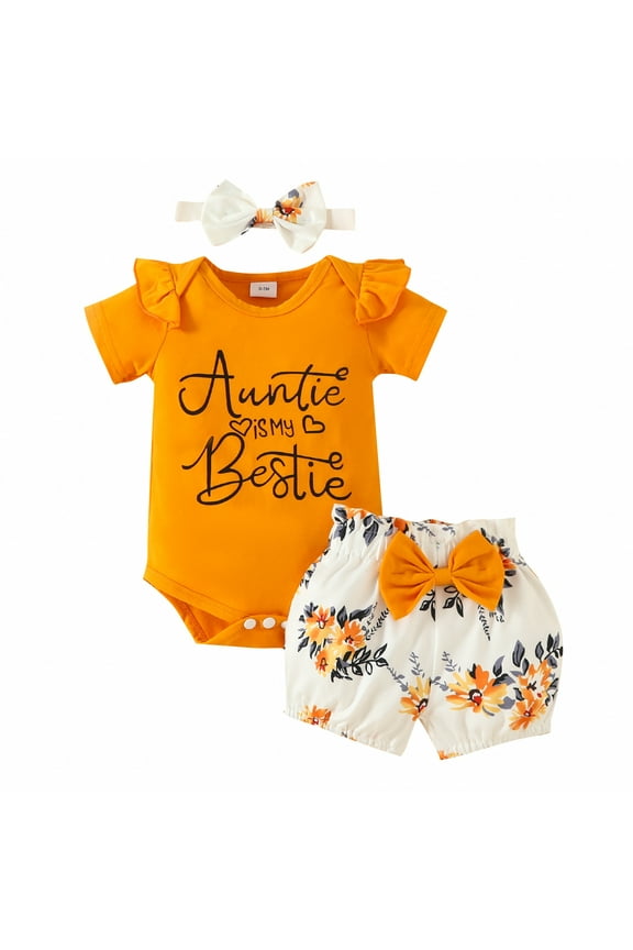 Baby Outfits Baby Girl Clothes Stuff Summer Cute Outfit,Orange 3-6 Months