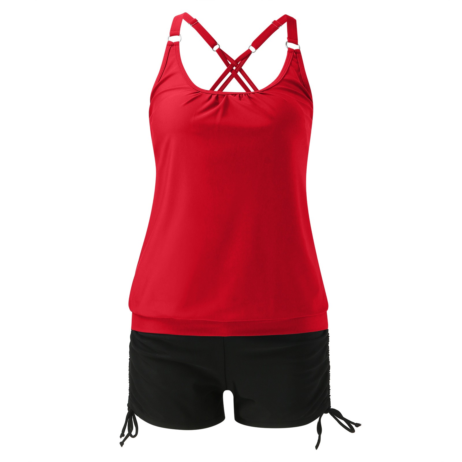 PEASKJP Bathing Suits for Women Two Piece High Neck Ruched Tummy