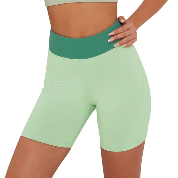 PEASKJP Biker Shorts Women High Waisted Quick-Dry Hiking Shorts Workout Yoga Shorts Green L