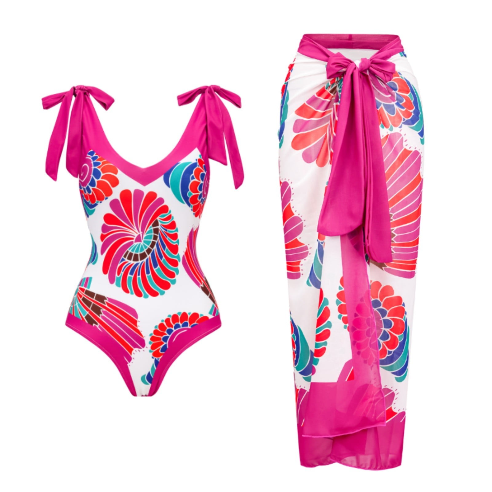 PEASKJP Bikinis 2023 Pushup Curvy Bikini OnePieces Padded Swimwear Hot Pink L