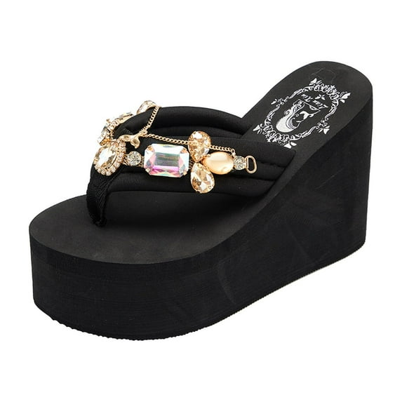 PEASKJP Black Sandals for Women Fisherman Sandals Flip Flop Beach Sandals Cushion Thong Style T Strap Sandals, Black 41