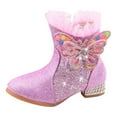 thumbnail image 1 of PEASKJP Booties for Girl Baby Unisex Walking Shoes Toddler Winter Warm Boots (Pink,27), 1 of 5